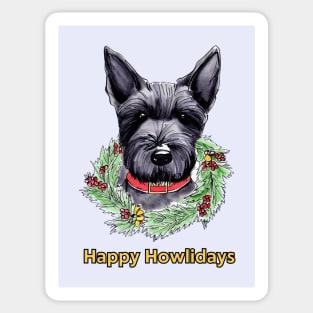 Happy Howlidays Scottish Terrier Wreath Sticker